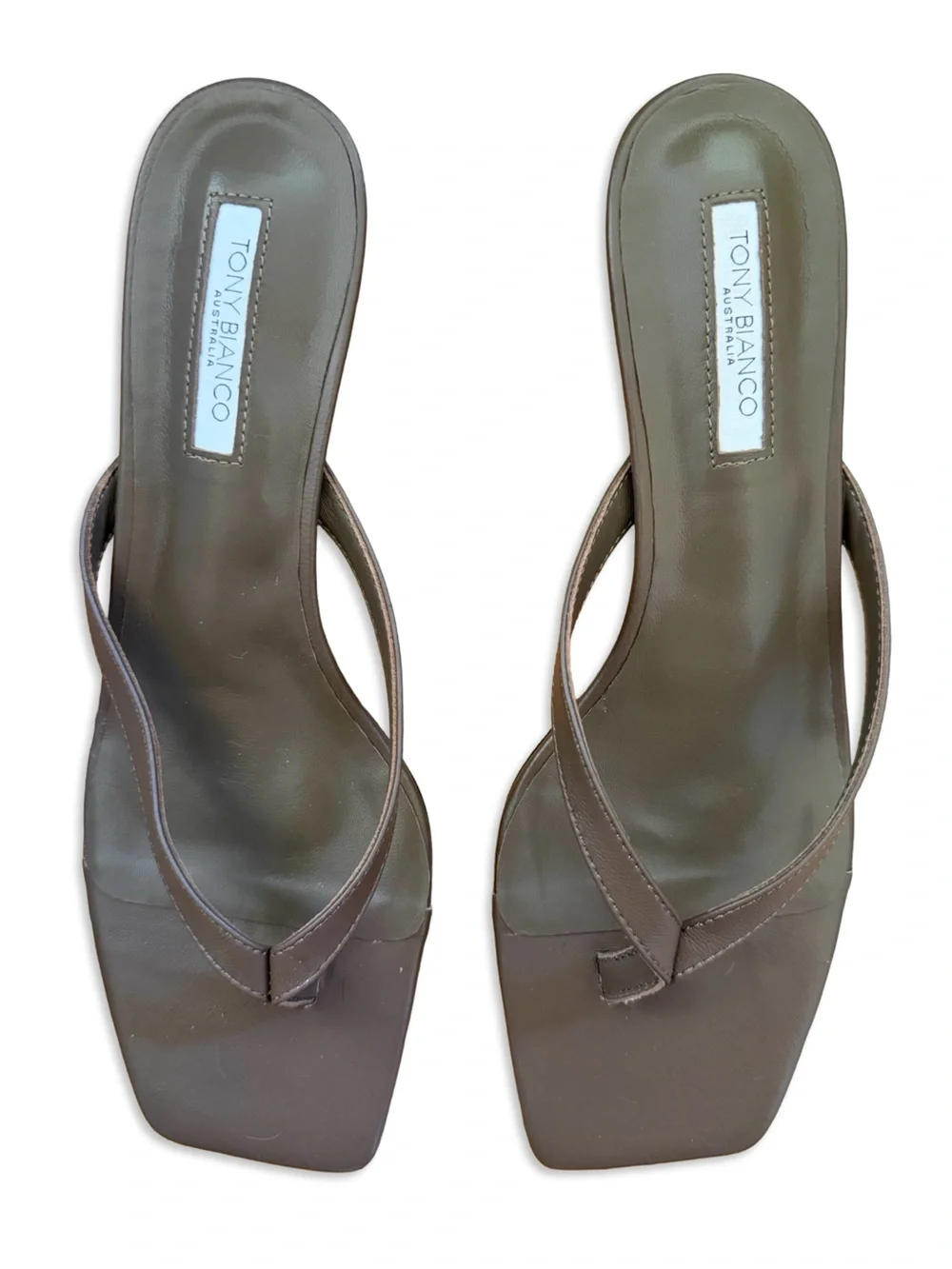 Tony Bianco Pluto Sandals Liqueur Brown Leather Kitten-Heels Mules Revolve 10 - Picture 7 of 11